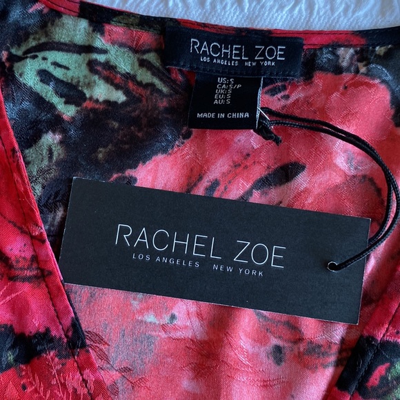 Rachel Zoe long sleeved red, black and green floral blouse with V neck. Small - Picture 11 of 14